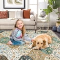 thumbnail image 4 of 8x10 Washable Floral Trellis Rug, Non-Slip, Low Pile, Non-Shedding for Living Room, Bedroom, Home Decor, Beige., 4 of 6