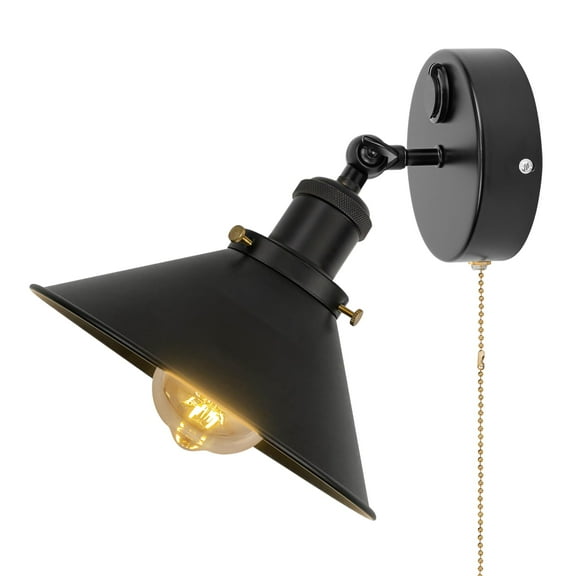 Kiven 12V LED Interior Lights with USB Port,Black RV Reading Lamp with Pull Chain Switch,4W Modern Wall Sconce Adjustable Warm White for RV Caravans Boats, Hard-Wired Surface Mount BD0173