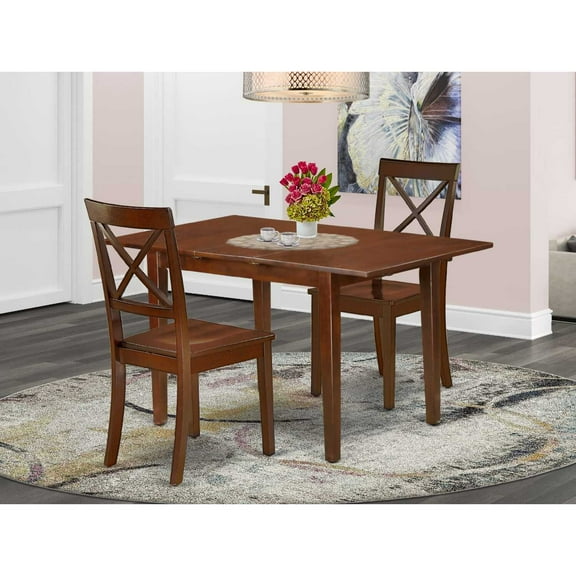 East West Furniture Dining Room Set Mahogany, PSBO3-MAH-W