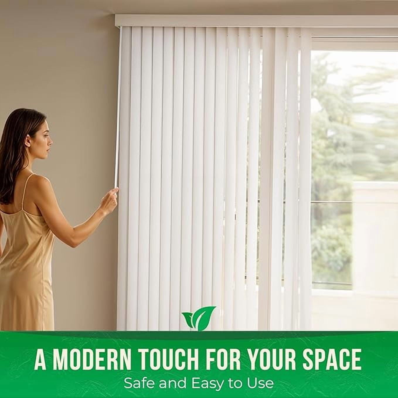 Calyx Interiors Vertical Blinds – 78" Width x 84" Height, White Light-Filtering Vinyl Blinds for Sliding Glass Doors, Patio Doors & Large Windows for home or office