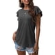 thumbnail image 1 of Tops de verano Camisas de punto Casual Ruffle Manga corta Top Cuello redondo Túnica Tank Tops Tee Blusa para mujer Fokelyi FSHY005-2, 1 of 5