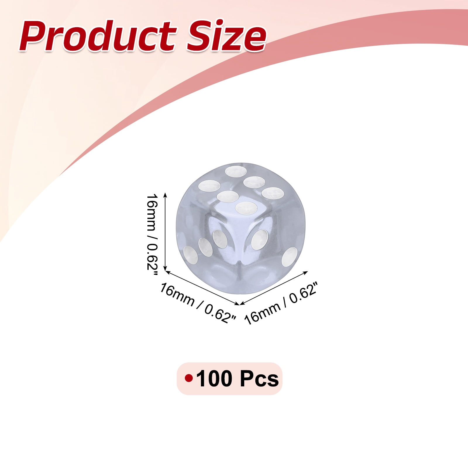 100Pcs Translucent Polyhedral Dice 16mm Square Dice W Rounded Edge, Light Blue