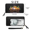 thumbnail image 2 of OIDERY Slim Zippered Purse with Wrist Strap Wallet with RFID Blocking for Women Autumn Harvest Pumpkins and Gourds Wooden Cart Valentine's Day, Mother's Day, Birthday Gifts, 2 of 10