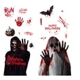 thumbnail image 2 of Halloween Window Clings,Scary Ghost Skeleton Zombie Static Stickers Window Decals With Blood Handprint Bats Pumpkin Design Home Glass Party Decoration Indoor Holiday Spooky Scene Display (red), 2 of 6