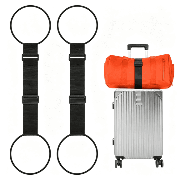 GASTROPOD Add a Bag Luggage Straps 2 Pack,Adjustable Bungee Elastic Belt to Connect Two Suitcases,Secure Carry On&Travel Essentials,Luggage Strap (Black)