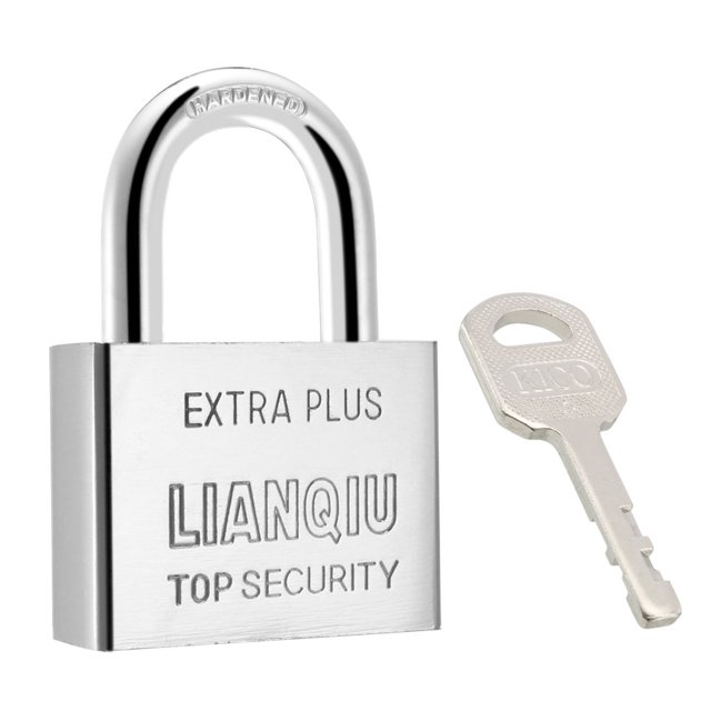 Unique Bargains 50mm Body Width Steel Padlock Hardened Shackle Chrome Plated, Keyed Alike