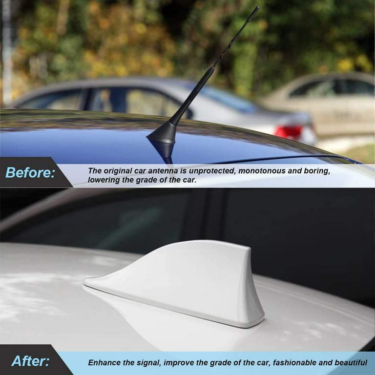 Shark Fin Antenna Cover for Car, Automotive Top Roof Aerials AM/FM Radio Signal Base, Vehicle Shark Fin Shape Cover with Adhesive Tape, Car