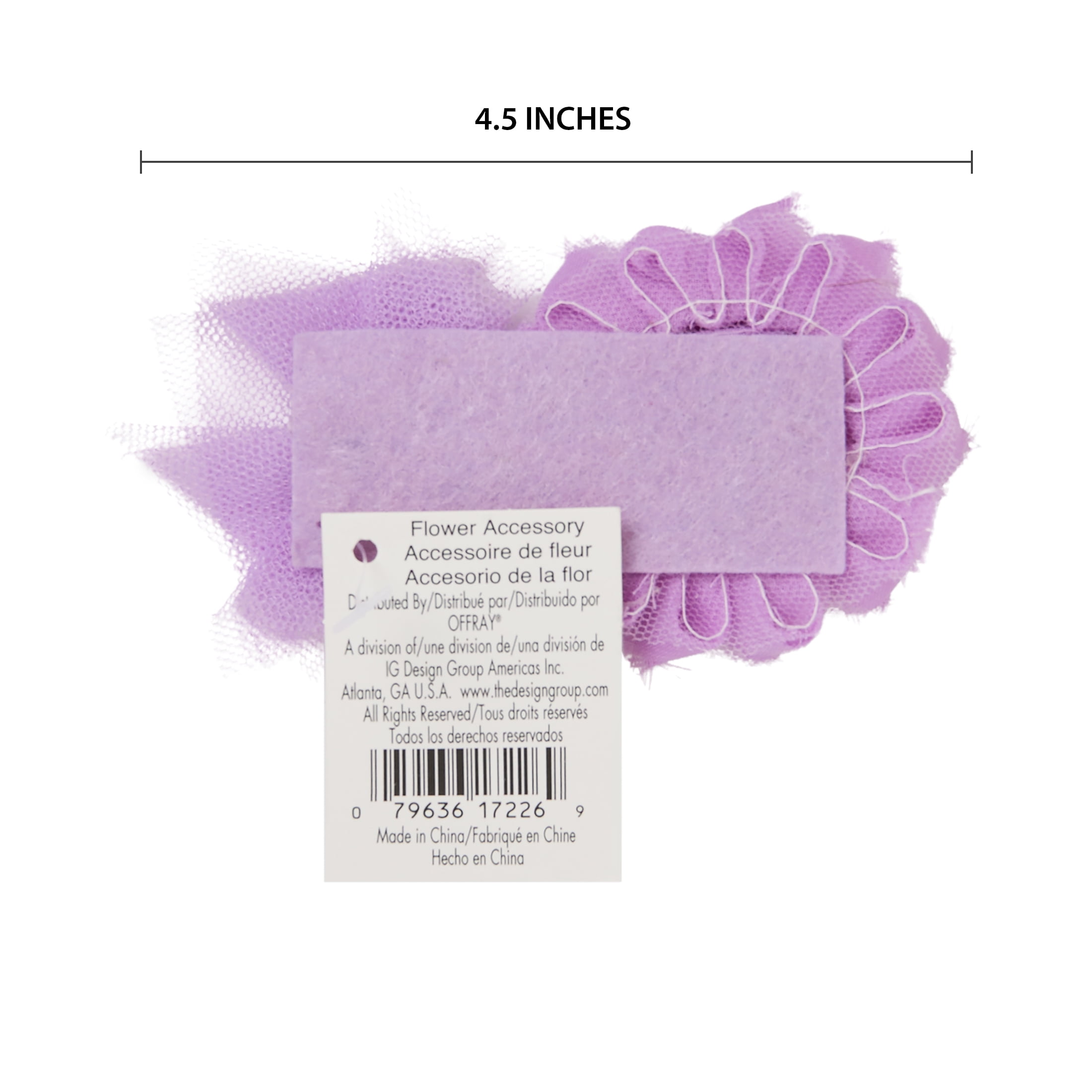 Offray Accessories, Lavender Satin Tulle with Gem Flower Cluster, 1 Each