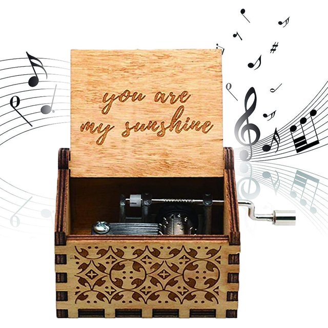 Creative hand-carved wooden music box: birthday decoration gift for children