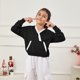 thumbnail image 5 of Gibobby blusas y camisas Camiseta básica sólida de cuello redondo para niñas pequeñas para niños pequeños, camisetas de manga larga holgadas informales con bolsillos deportivos （Negro， 9-12 Años), 5 of 5
