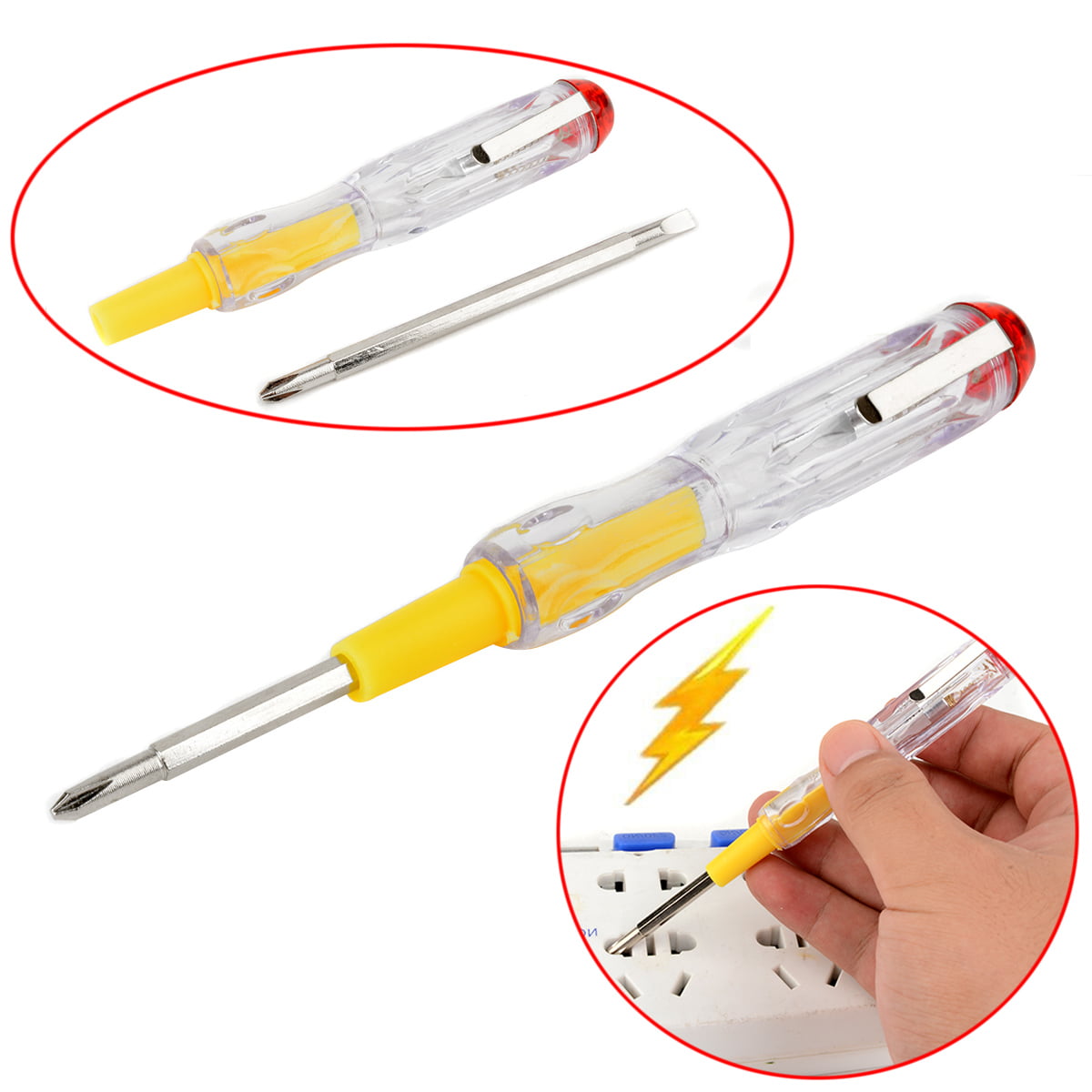 3 Pack AC 200V LED Electric Test Tester Pen Screwdriver Voltage Volt Detector 
