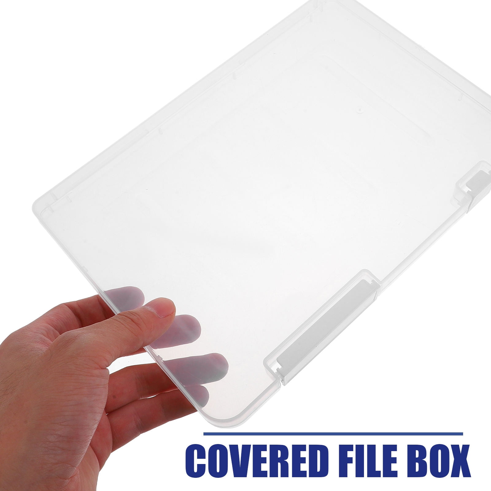Masteelf 5-Pack Plastic Storage Organizer Boxes with Lids for File, Document, and Office Supplies Storage at Home or Office