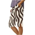 thumbnail image 2 of VBVC Women's Gradient Floral Cotton-Linen Bermuda Shorts , Straight Leg Knee-Length Shorts For Women , Ladies' Side Slit Button Shorts with Pockets,Brown,S-2XL, 2 of 5
