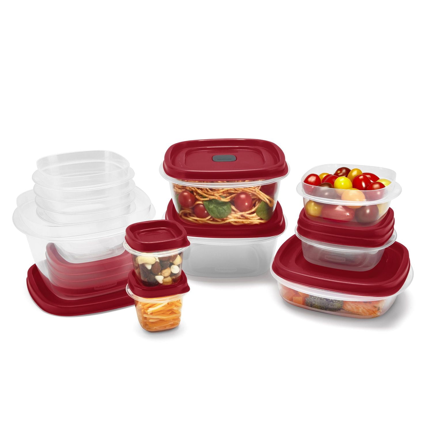 Rubbermaid Vented Easy Find Lid Food Storage Containers, 24-Piece Set, Racer Red