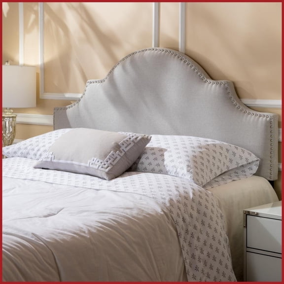 Queen Size Upholstered Headboard with Adjustable Height, Metal Legs & Nailhead Trim, Multiple Colors for Bedroom