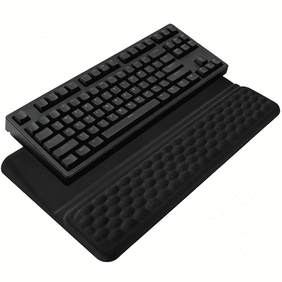 XIBUFE Computer Keyboard Stand with Wrist Rest,Ergonomic Tilted Keyboard Holder - Keyboard Riser with Wrist Pad - Keyboard Tray Support for Office Home - Black