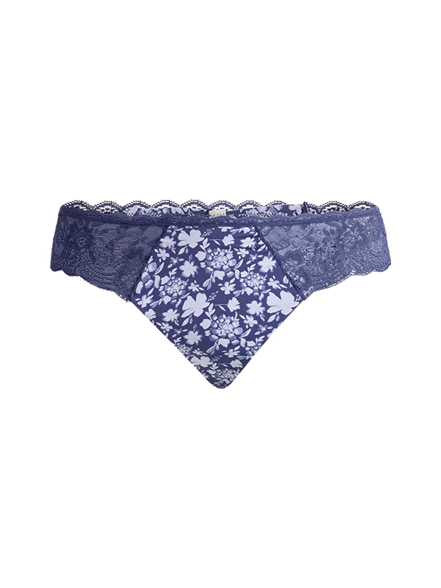 Joyspun Women's Microfiber and Lace Thong Panties, 3-Pack, Sizes XS-3XL
