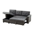 thumbnail image 3 of 84 Inch 2 Piece Pull Out Sleeper Sofa, Storage Chaise, Split Back, Dark Gray Fabric - Saltoro Sherpi, 3 of 7