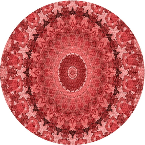Ahgly Company Indoor Round Patterned Bean Red Area Rugs, 8' Round