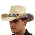 thumbnail image 5 of EGNMCR Home Decor, Room Decor, Wall Decor Cowboy Hat For Men Wide Sun Hat Western Style Outdoor Protection Cap Ranch Hat Summer Beach Sun Hat hat products, 5 of 5