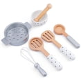 thumbnail image 1 of Wooden DIY Simulation Cooking Toys Set Tableware Bread Machine Salad Vegetables Kitchen Toys Children Play House Games, 1 of 6