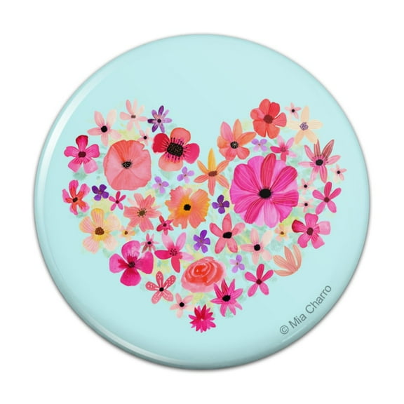 Flower Heart Love Pinback Button Pin