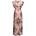 thumbnail image 6 of Sundresses for Women Casual Summer - Women's Plus Size Maxi Dresses Summer Floral Boho High Waist V Neck Maxi Dress Short Sleeve Long Sun Dresses, 6 of 6