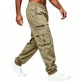 thumbnail image 4 of Caywon Stylish Men's Cargo Jogger Pants with Elastic Waist and Multiple Pockets, Loose Fit Outdoor Trousers for Spring and Fall, 4 of 6