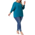 thumbnail image 2 of Blusas de Chiffon de Talla Grande para Mujeres Agnes Orinda, con Mangas Largas de Murciélago y Volantes, Camisas Sueltas Casuales 4X Azul Lago, 2 of 6