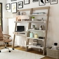 thumbnail image 2 of Furniture of America Beniford Modern 33.75 in Metal Portable Leaning & Ladder Desk, Drawer Included, White/Brown, 2 of 6