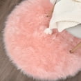 thumbnail image 2 of Chrlaon Faux Fur Sheepskin Area Rug Non-Skid Furry Carpet for Living Room, Pink, 3' x 3', 2 of 6
