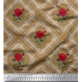 thumbnail image 1 of Soimoi Poly Georgette Fabric Check,Leaves & Rose Floral Printed Craft Fabric by The Yard 52 Inch Wide, 1 of 3