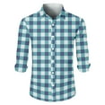 thumbnail image 4 of LTTVQM Button Shirts for Men Plaid Graphic Casual Tee Vacation Long Sleeve Tops Collar Spring Summer Trendy Clothing Blue XL, 4 of 5