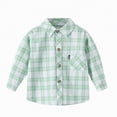 thumbnail image 2 of NIEWTR Boys Button Down Shirt Soft Collared Boys Long Sleeve Shirts Casual Dress Shirt for School Vacation Holidays（Light Green,5-6 Years), 2 of 4