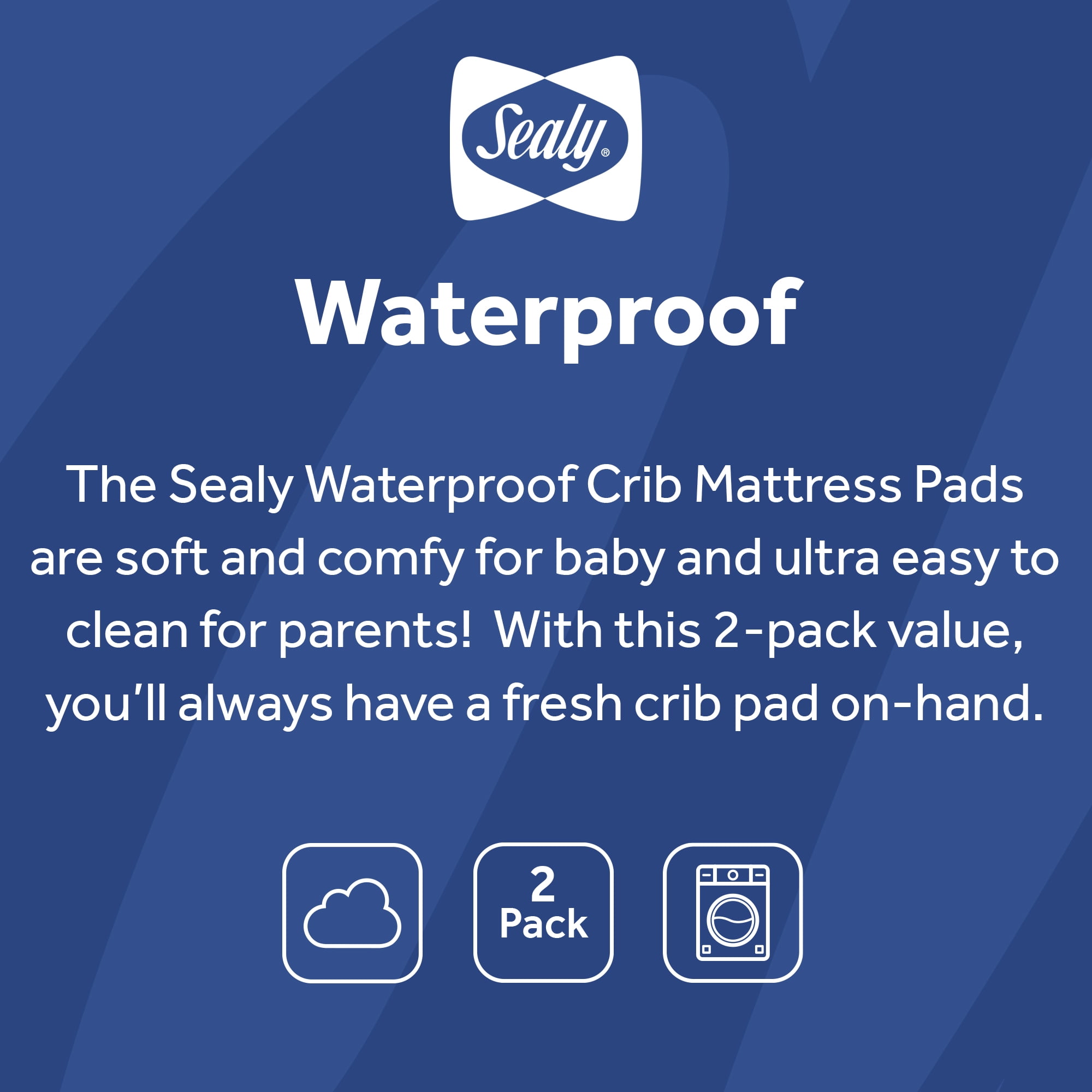 Sealy Waterproof Crib & Toddler Mattress Protector Pads - 2pk
