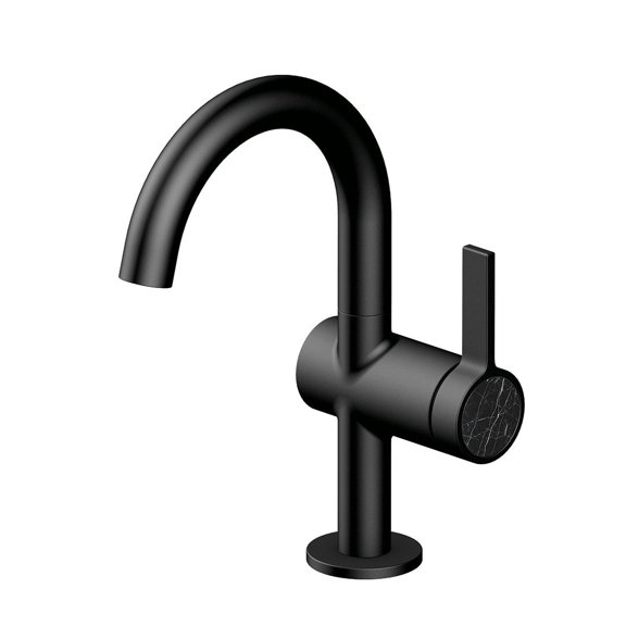 DAX Portofino Single Handle Brass Bathroom Faucet, Matte Black