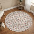 thumbnail image 3 of Paisley Botanical Round Area Rug 5Ft Washable Circle Rugs for Living Room Bedroom, Vintage Blossom Foliage Beige Non-Slip Carpet Floor Mats Indoor Outdoor Carpet Runner Aesthetic Home Decor, 3 of 8