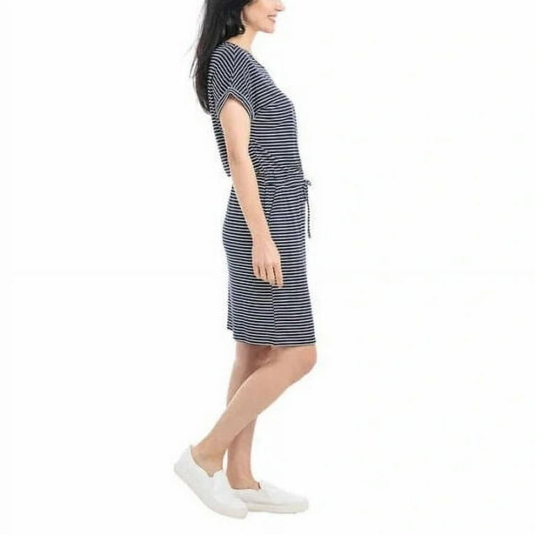 hilary radley ladies' short sleeve dress Hilary Radley Women's Short Sleeve A-Line Dress  Gray & White Palm Print,  Spandex, Size Large