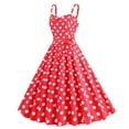thumbnail image 3 of Women Vintage Polka Dot 1950S Rockabilly Halter Audrey Dress Retro Floral Evening Cocktail Swing Dress Red S, 3 of 4