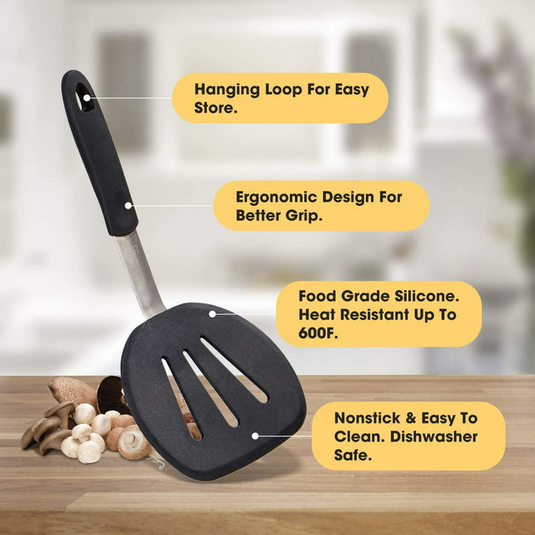 Silicone Spatula Turner Flexible Stainless Steel Core 600F Heat-Resistant  Easy Clean Non Stick - Kitchen Utensil