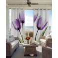 thumbnail image 4 of Blackout Curtains for Bedroom, Purple Tulip Room Darkening Window Drapes for Living Room, Aesthetic&nbsp;Pastoral Flower Floral Spring Thermal Insulated Grommet Curtains, 27.5x39 inch, 2 Panels, 4 of 9