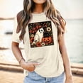 thumbnail image 2 of Halloween Shirts for Women Graphic Short Sleeve T Shirt For Everyday Wear Soft Crew Neck Tee With Playful Pattern And Beige L, 2 of 4