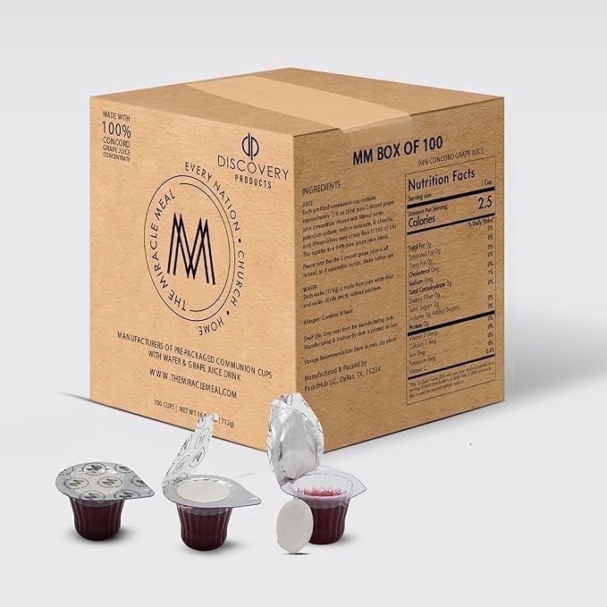 Pre-Filled Communion Cups with Wafer & Juice - Pack of 100