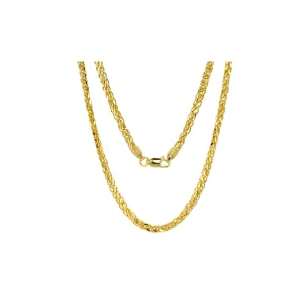 10K Gold Square Wheat Chain Necklace - Braided Real Gold Necklaces