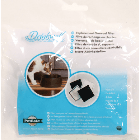 PetSafe Drinkwell Replacement Filter for Current Pet Fountains, Pack of 4, Charcoal Carbon Filter for Cats and Dogs