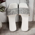 thumbnail image 4 of Xucatan Women's Rhinestone Square Toe Slides, Glitter Wide Strap Flat Sandals with Cushioned Insole, Open Toe Sparkly Casual Slippers, Versatile Indoor Outdoor Beach Footwear Gift, 4 of 8