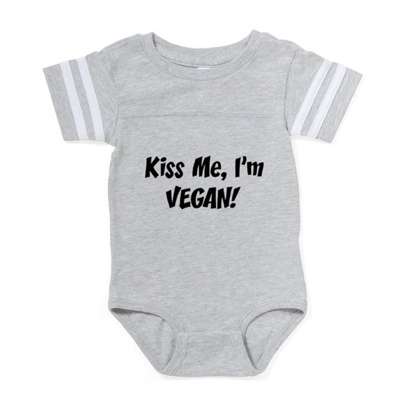 CafePress - FIN Kiss Me Vegan - Cute Infant Baby Football Bodysuit