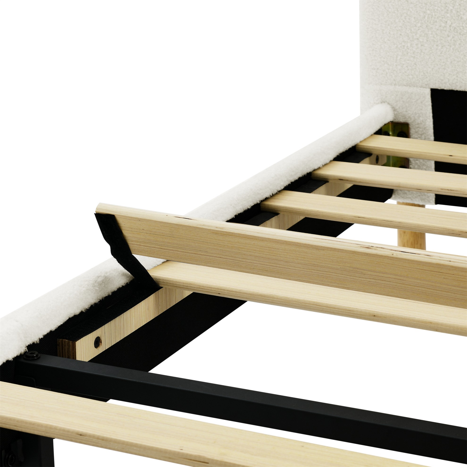 Gewnee King Size Platform Bed Frame with Upholstered Headboard,Sturdy Wood Slats & Center Support,No Box Spring Needed,Easy Assembly,White