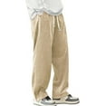 thumbnail image 3 of Mens Corduroy Casual Pants Fashion Loose Fit Wide Leg Pants Straight Sweatpants Elastic Waist Drawstring, 3 of 5