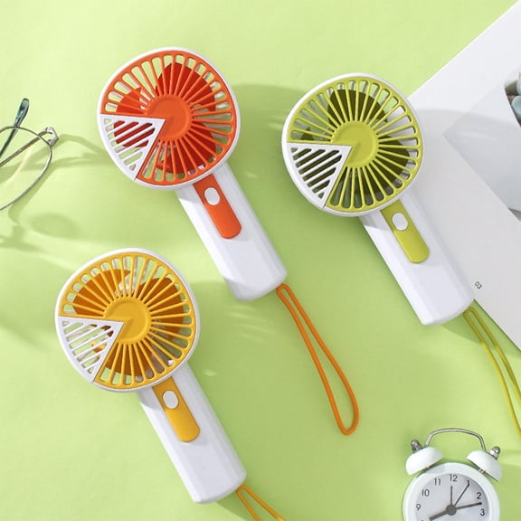 Portable Handheld Fan with Lanyard Triangular Design Personal Fan with Safety Grille Travel Fan Mini Fan for Outdoor Beach Festival Camping Hiking Office Desk Cooling Fan (Orange)